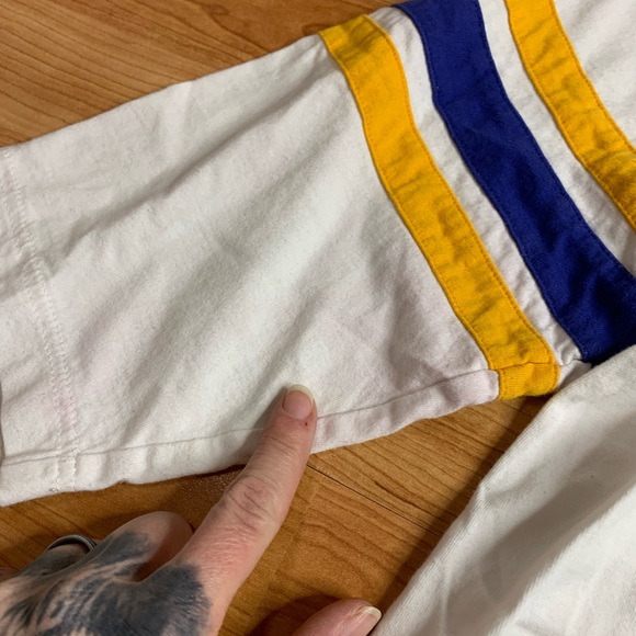 Roots Athletics White Varsity Henley Top - 3/4 Stripe Sleeve XS - Picture 8 of 8